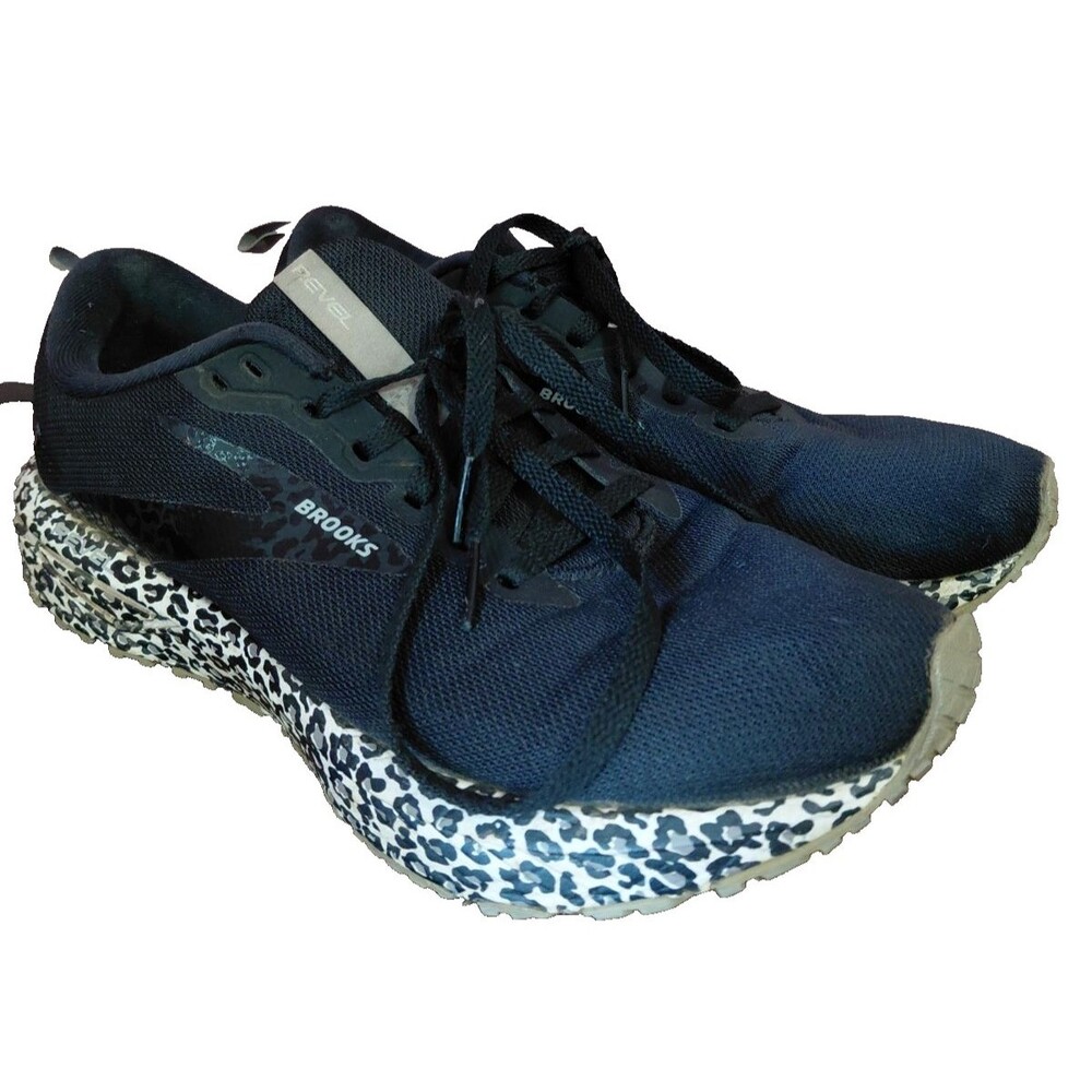 Brooks Revel Leopard Cheetah Athleisure Running Shoes Black Women's Size 9.5